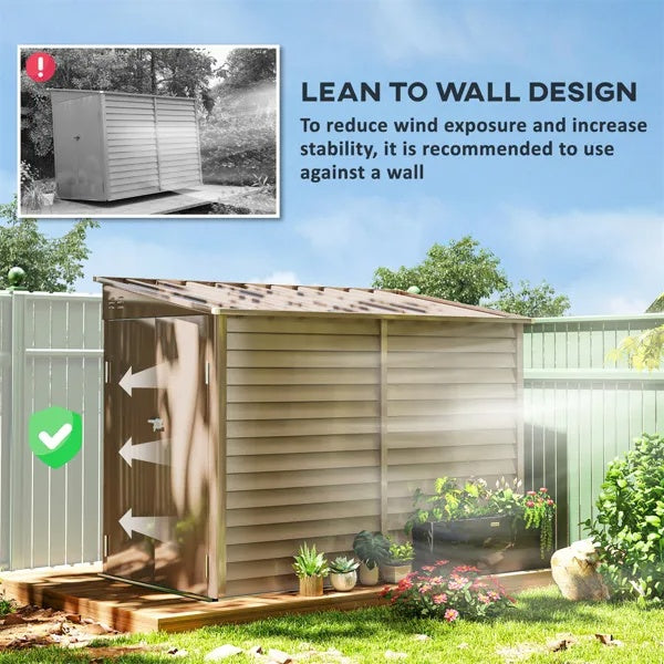 Garden Galvanized Steel Shed Brown
