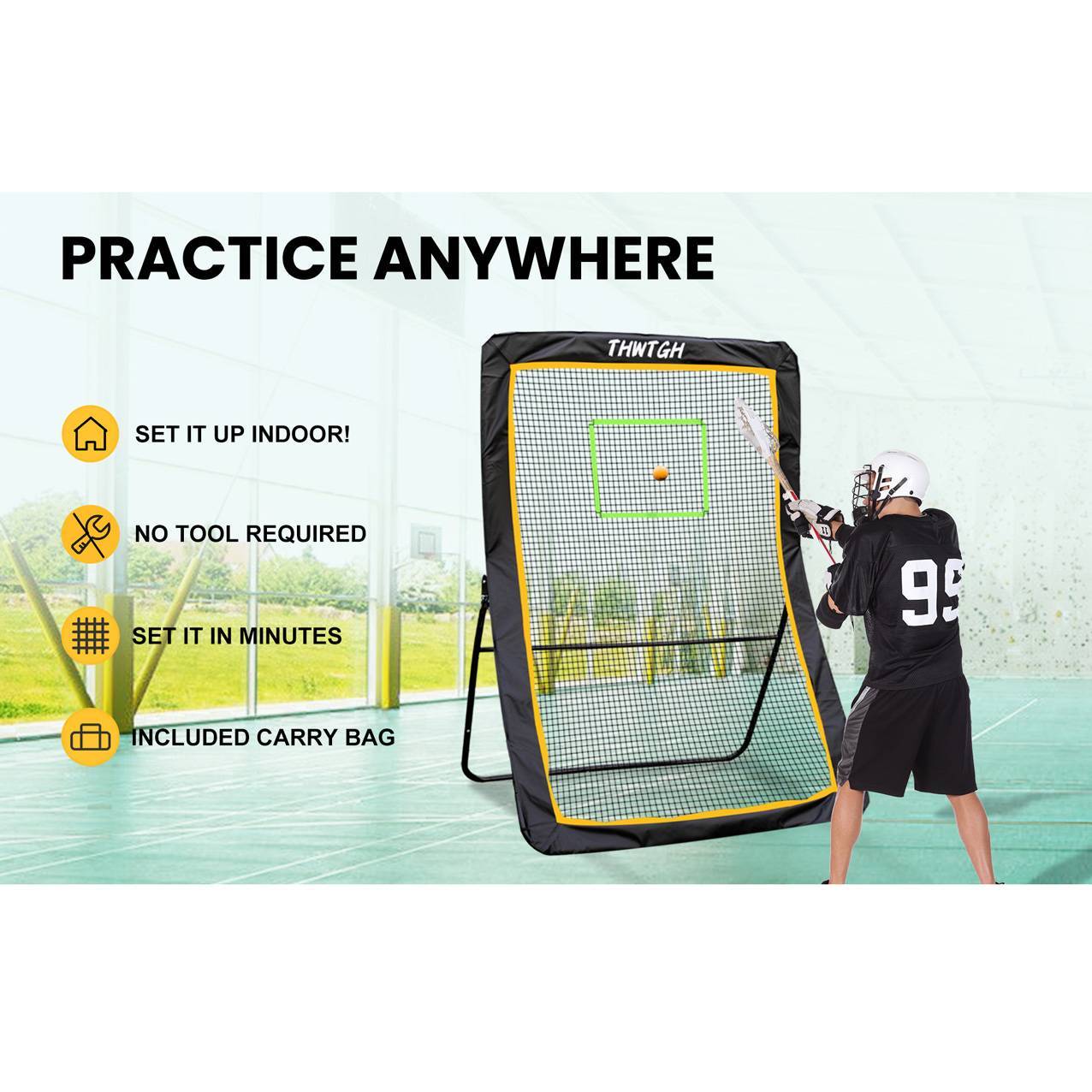 5x7 Ft Volleyball Lacrosse Ball Rebounder Basketball Volleyball Bounce Back Net