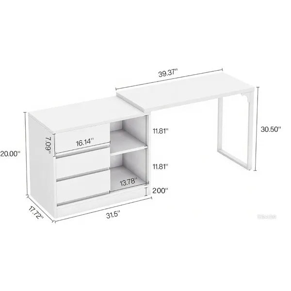 Stylish White Makeup Vanity With Drawers