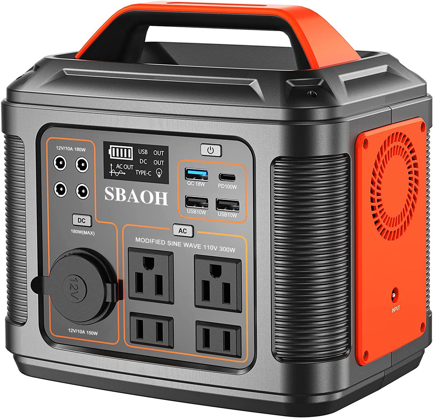 US Plug Portable Power Station P302,300W 296Wh Backup Lithium Battery, Solar Generator For Home And Outdoor Emergency Power Supply