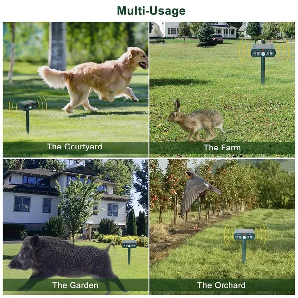 Ultrasonic Rodent Repellent, Solar Motion Sensor, Rodent Repellent IPX4 Waterproof, Suitable For Outdoor Use In Farms, Gardens, Courtyards, Driving Away Deer, Washing Pandas, Dogs, Rabbits, Squirrels,