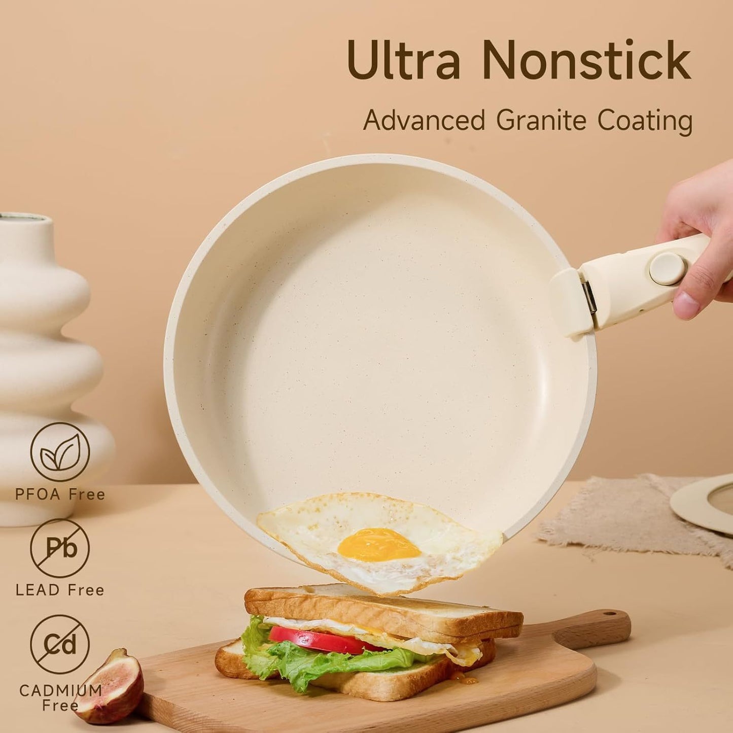 Kitchen Pot And Pan Set, Non-stick Pan Set With Detachable Handle, Healthy Kitchen Cookware, Stackable RV Cookware, Dishwasher And Oven Safe, With Frying Pan And Pan