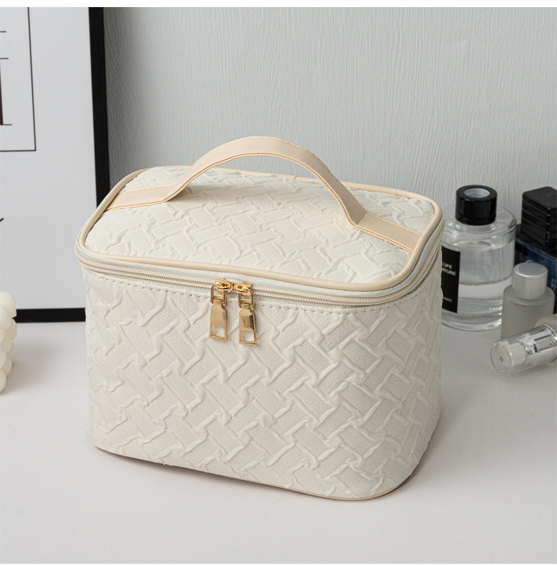 Black White Umizolco Premium Large Capacity Portable Travel Makeup Bag, Multi FunctionalCosmetic Organizer, Stain Resistant, HandheldSquare Bag