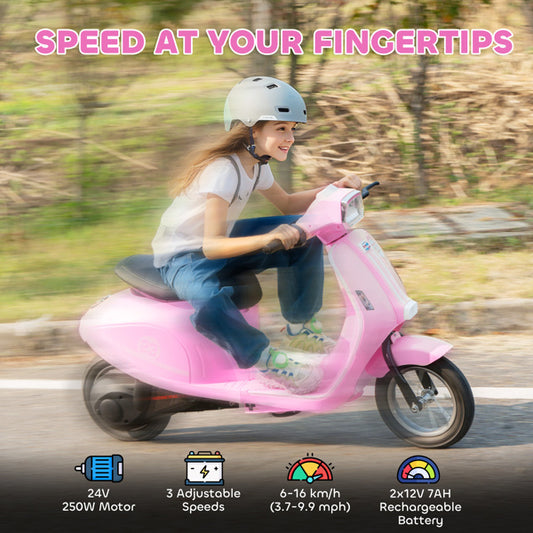 Pink Kids Electric Motorcycle 24V