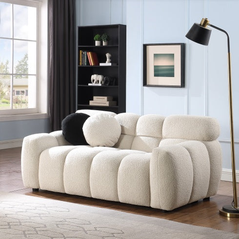 64.98 Length ,35.83 Deepth ,human Body Structure For USA People, Marshmallow Sofa,boucle Sofa ,2 Seater, LIGHT BROWN BOUCLE