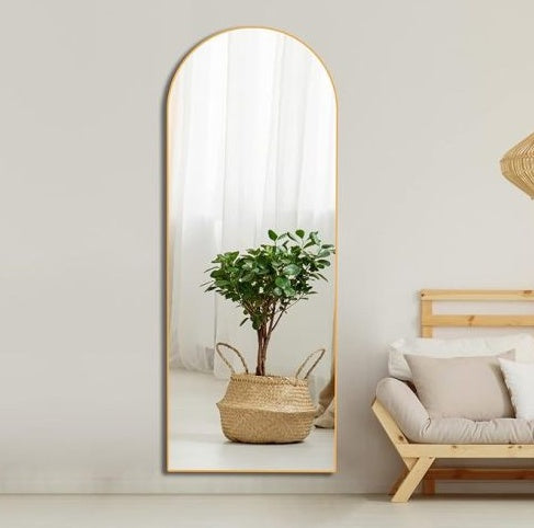 Gold 63x20 Inch Metal Arched Bracket Full-length Mirror