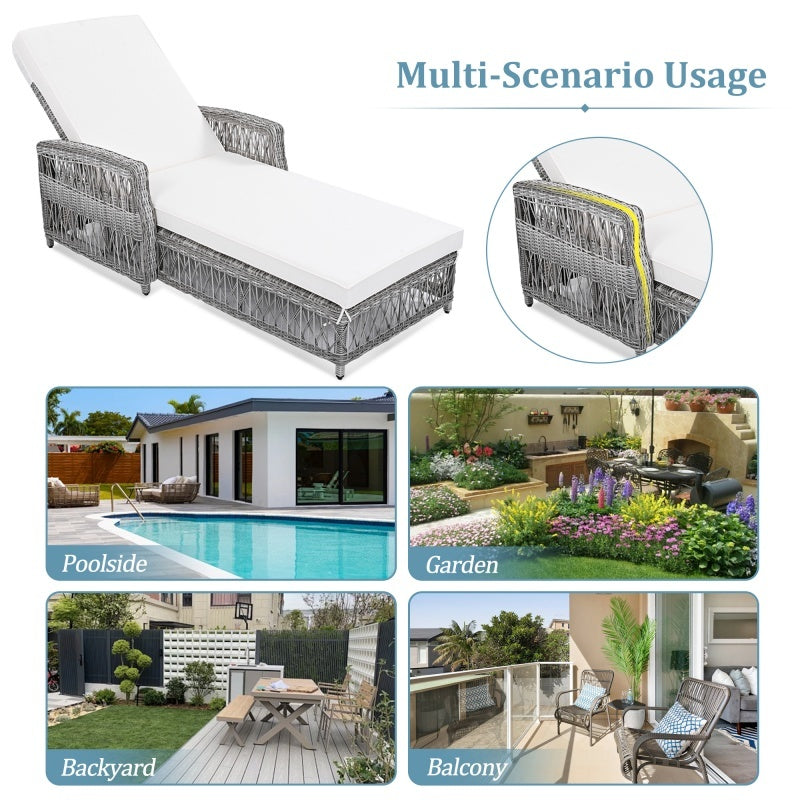 Outdoor Long Lounge Chair, Wicker Lounge Chair With Armrests, Adjustable Terrace Lounge Chair With Detachable Soft Cushions, All-weather Rattan Pool Lounge Chair, Beige Prohibited Platform Temu
