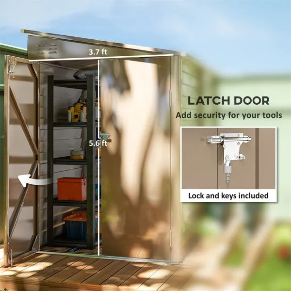 Garden Galvanized Steel Shed Brown