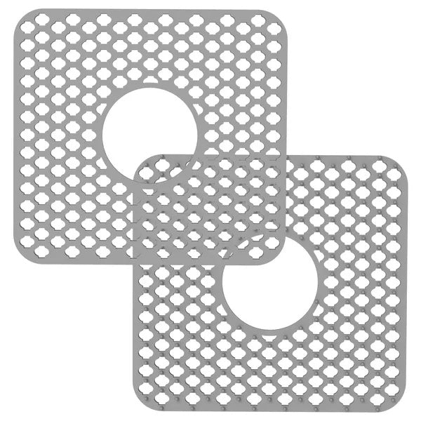 Silicone Grid Sink Mat With Central Drain Hole Non-Slip Kitchen Stainless Steel Sink Protector