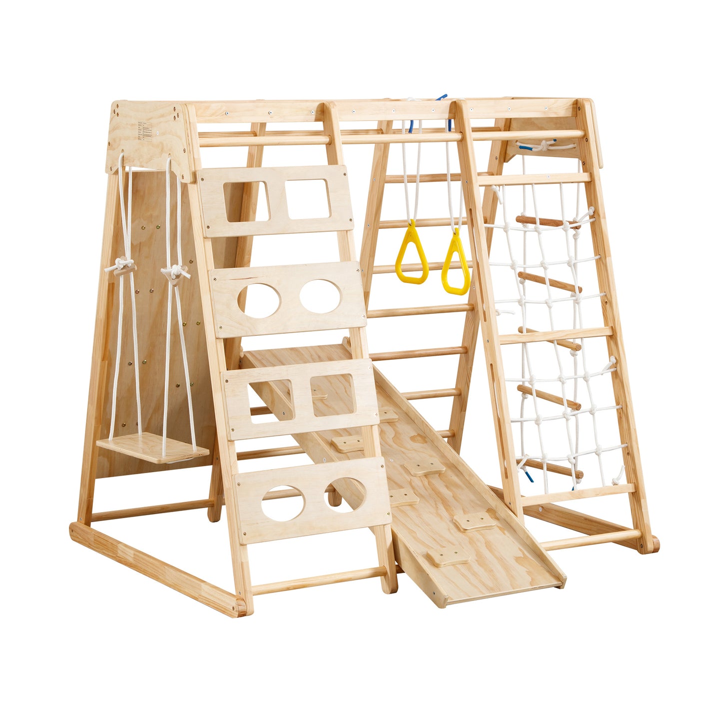 Toddler Indoor Wooden Gym 8-in-1 Indoor Playground Climbing Playset