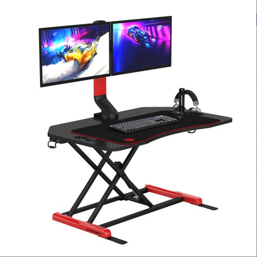 Gaming Riser, Height Adjustable, Squeeze Handle, Headset Hook