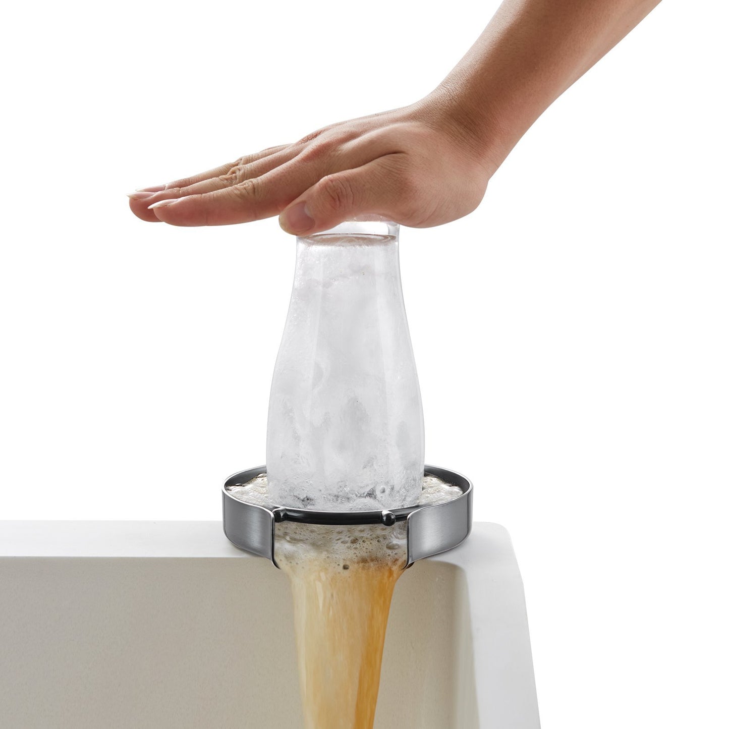 Glass Rinser, 10 Powerful Spraying Jets 360  Rotating Cup Rinser For Sink, 304 Stainless Steel Faucet Cup Washer With ABS Cup Holder For Baby Bottle, Glass Cup, Wine Glass