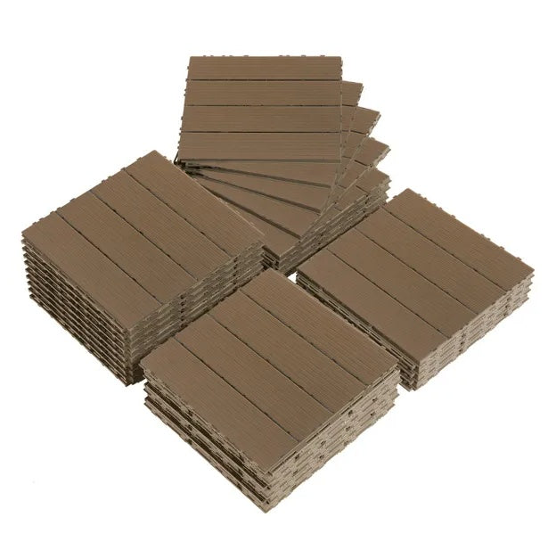 Plastic Interlocking Deck Tiles, 27 Pack,  Waterproof Flooring Tiles For Indoor And Outdoor