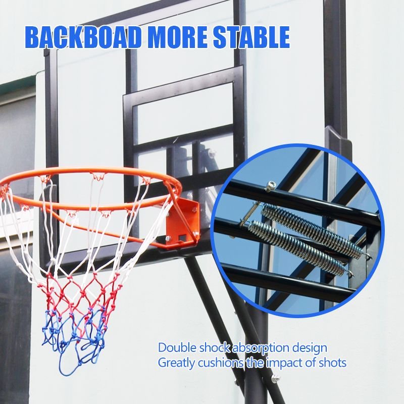 TotheCORE Basketball Stand 7.55-10.00 Ft Adjustable Portable Basketball Hoop & Goal PC Backplate, Large Base & Wheels