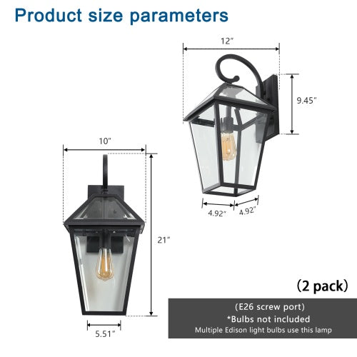 Modern Outdoor Waterproof Wall Lights Support Many Types of Bulbs 2 Packs