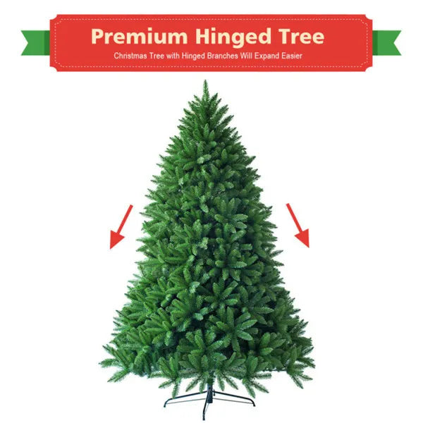 5FT Artificial Green Christmas Tree - 600 Realistic PVC Tips, Hinged Design, Sturdy Metal Stand