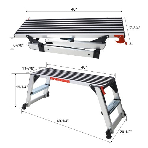 Aluminum Platform Non-Slip Folding Work Bench Drywall Stool Ladder 330lbs Capacity