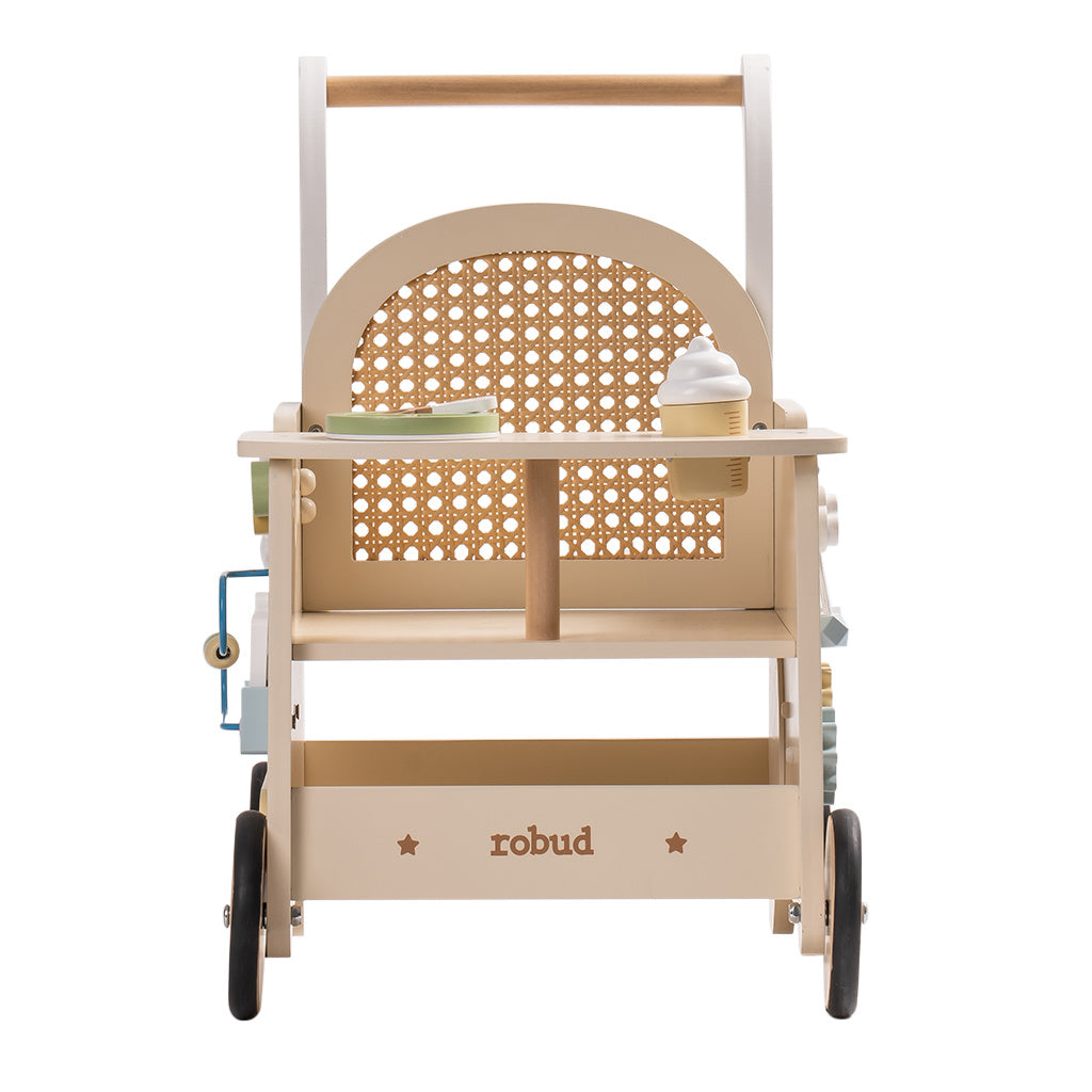 Robud Adjustable Speed Baby Push Walker Wooden Strollers Activity Center Toy