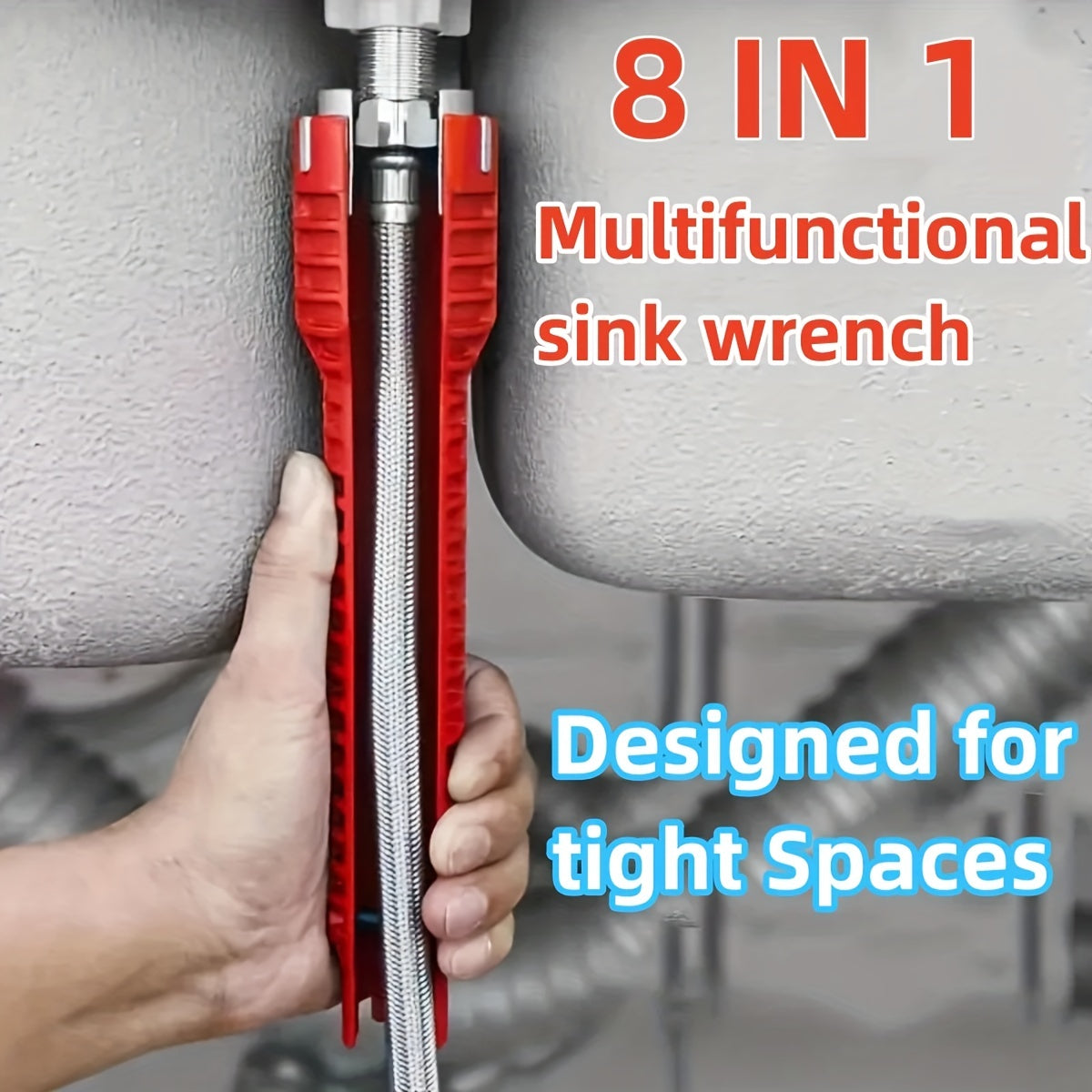 Sink Faucet Installer Tool,14-in-1 Faucet Wrench,Multi-functional Pipe Wrench,Bathroom Plumbing Installation & Repairs Wrench For Small Space Toilet Kitchen Bathroom Toilet Sink.