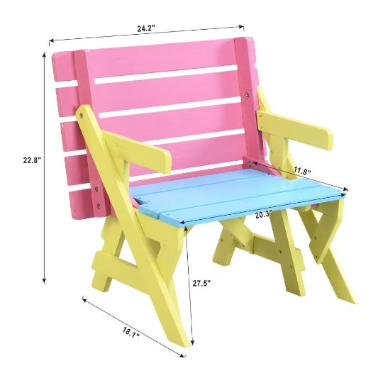 KID'S MULTI-FUNCTIONAL ARM CHAIR,TABLE 2 BENCHES