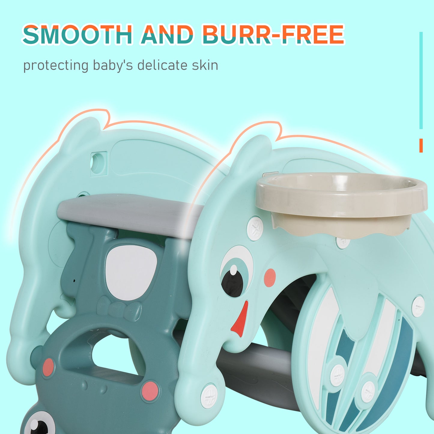 Children's toy with smooth surface on a light blue background