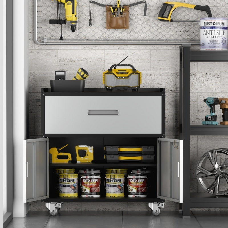 Metal Garage Cabinet, Rolling Tool Box With Wheels