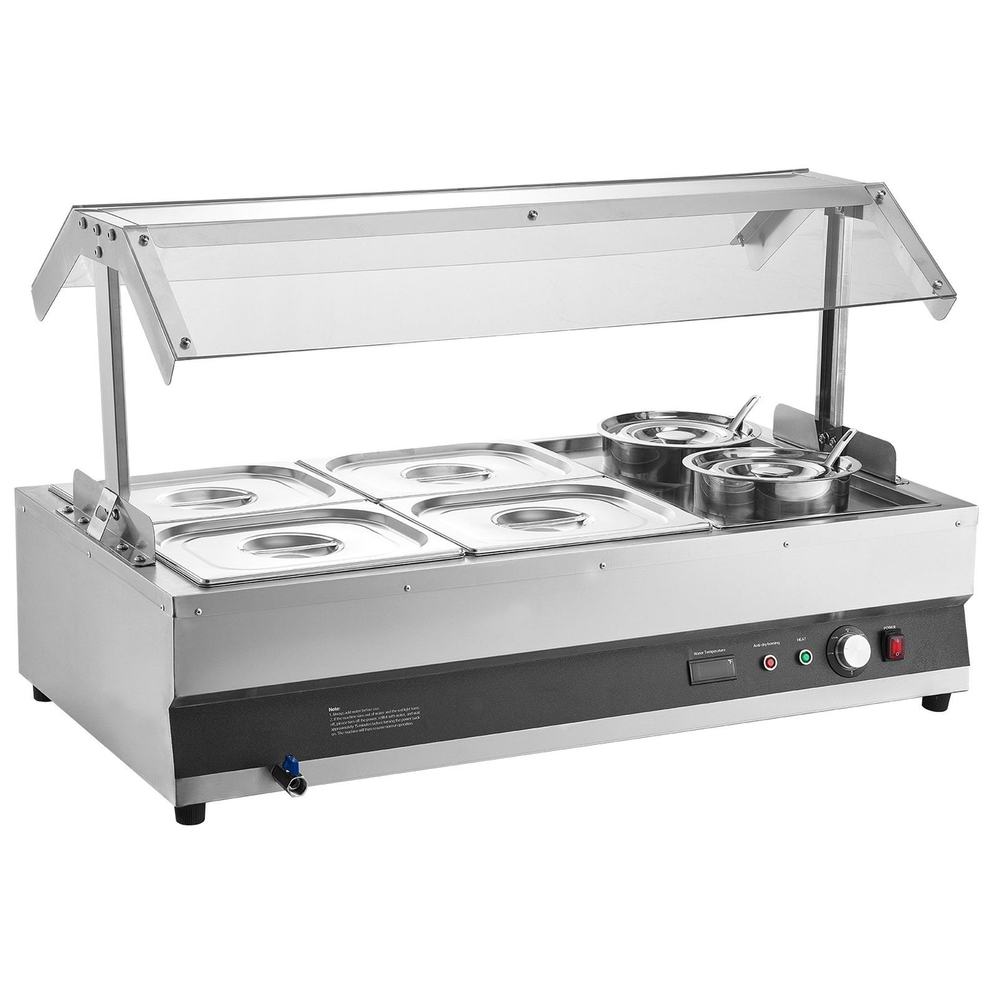 Commercial Soup Warmer Soup Station With Cover 2-Pot & 4-Pan Soup Kettle