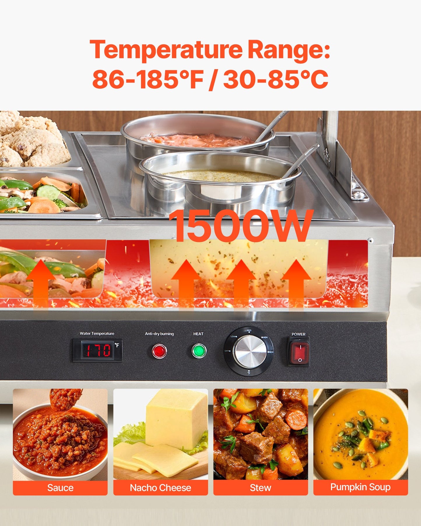 Commercial Soup Warmer Soup Station With Cover 2-Pot & 4-Pan Soup Kettle