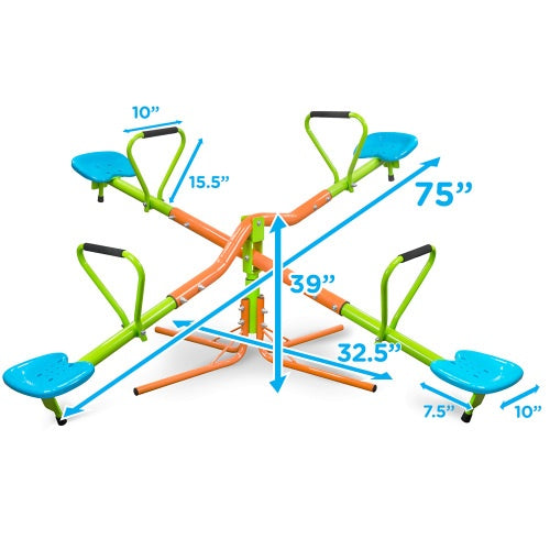 Outdoor Playground Four-seater Seesaw For Children 360 Degree Rotation Is Suitable For Children Over 3 Years Old