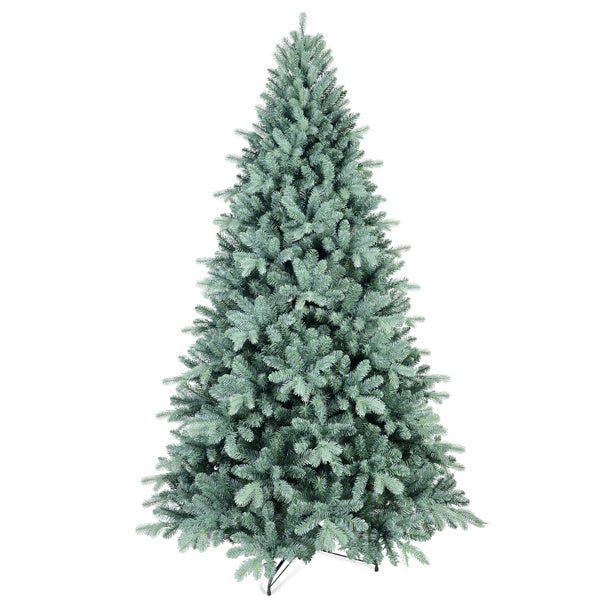 Dropship Artificial 8ft Blue Green Tint Christmas Tree With 2458 PE PVC Mixed Branch Tips, Memory Wire Iron Wire, Hinged Premium & Foldable Base For Indoor Holiday Decorating Dropship Artificial 8ft