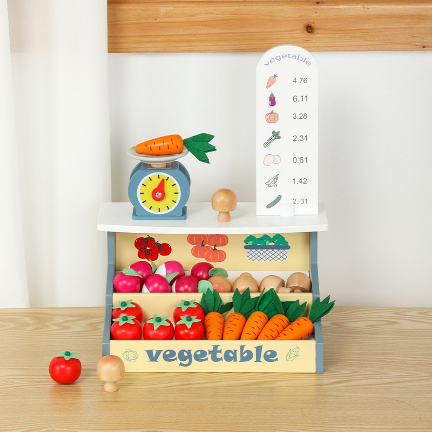 Robud Wooden Supermarket Vegetables Store Preschool Pretend Playset Toys Baby