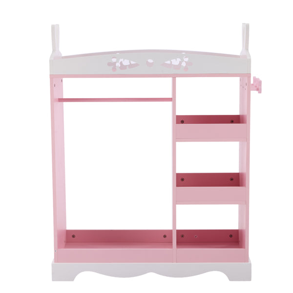 Pink And White MDF And Particle Board, Painted And Veneered, Bunny Ear Design, 1 Mirror With 3 Shelves, 1 Clothes Rod, Children's Wardrobe
