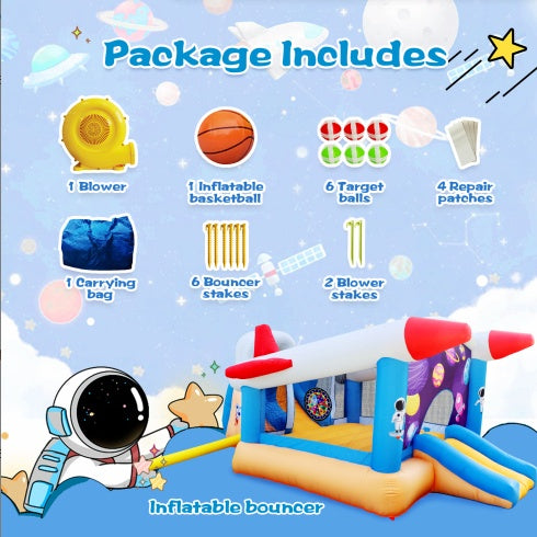 6 In 1 Outdoor Indoor Inflatable Bouncer For Kids Target Ball Basketball Slide With Blower