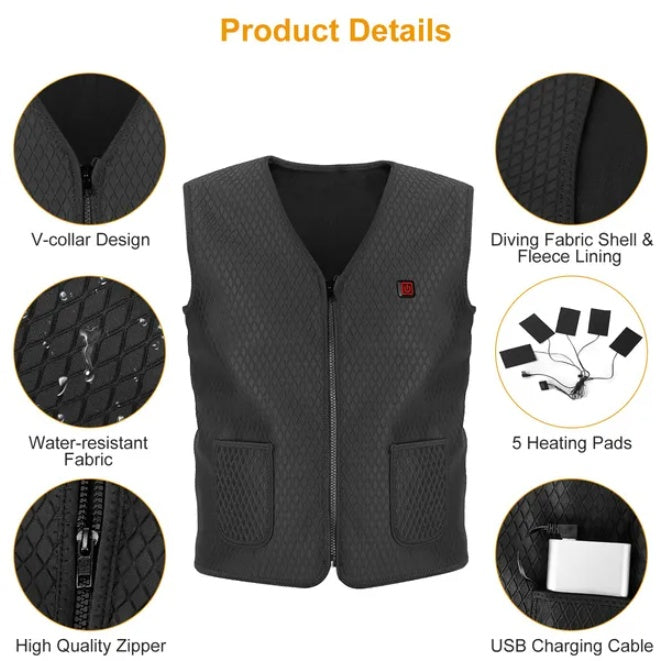 Adjustable USB Heated Warm Jacket Vest