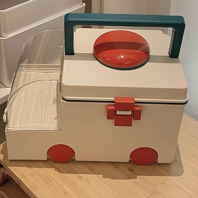 Large-capacity Ambulance-shaped Pill Storage Box With Lid, A Must-have For Home Decoration And Organization