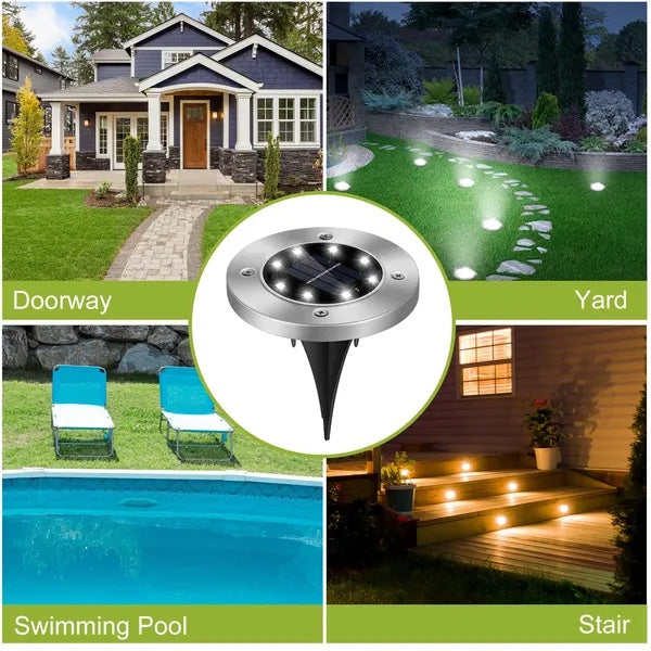 4Pcs Solar Powered Ground Light Outdoor IP65 Waterproof Buried