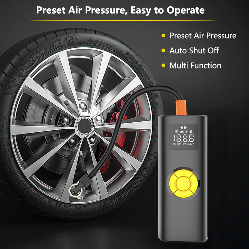 Inflator Pump, The Savior Of Car Tires In An Emergency. Multi-purpose Inflatable Compatibility. It Has An Accurate Tire Pressure Detection Function. Fast Inflation, Efficient And Convenient.