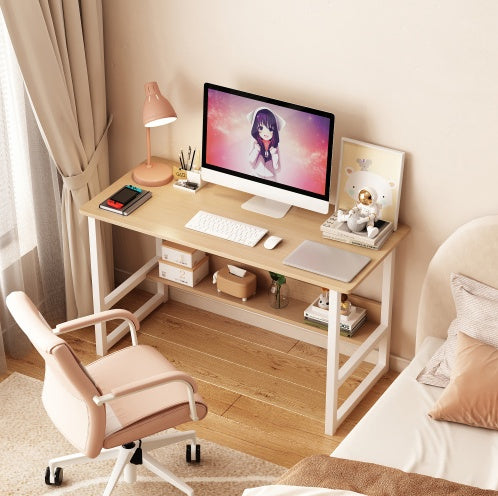 Wooden Computer Desk With Storage Rack