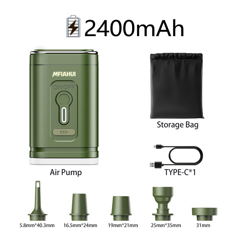 MFIAHUI 2026 Portable Air Pump With Retractable Keychain & 3-Adjustable Lights For Quick Inflate And Air Extraction Camping Travel Home Storage Inflatable Sleeping Bag Airbed Outdoor Equipment