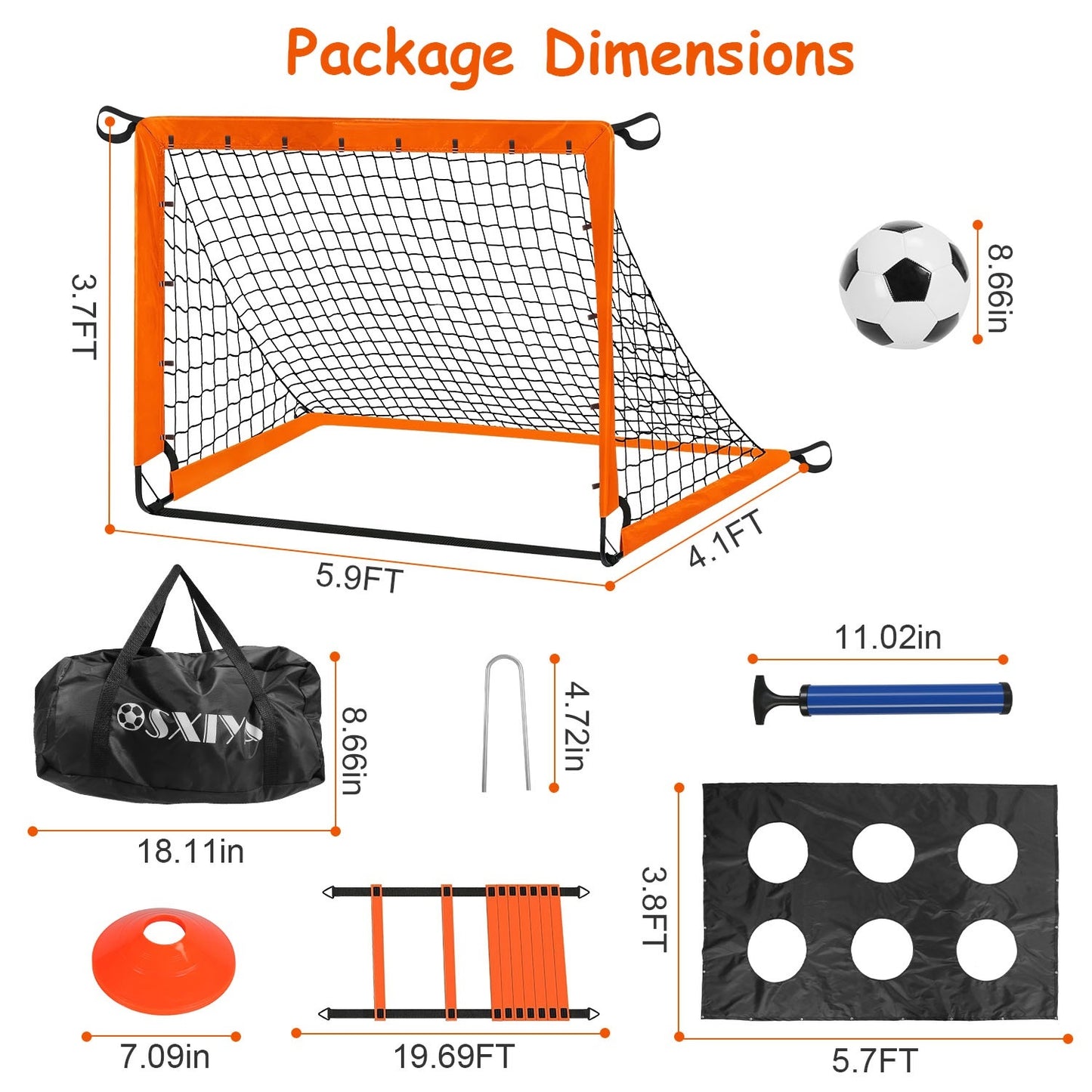 1Set Kids Soccer Goals Set For Yard Portable Soccer Training Equipment With Cones Agility Ladder Target Carry Bag For Toddler Outdoor Sport Play
