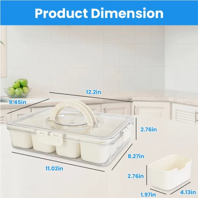 Split Service Tray With 8 Compartments For Snack Boxes