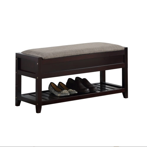 Rouen Seating Bench With Shoe Storage, Espresso