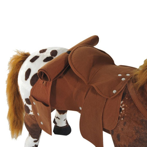 Qaba Sound-Making Ride On Horse For Toddlers 3-5, With Neighing And Galloping Sound, Stuffed Animal Horse Toy For Kids With Padding, Soft Feel, Brown