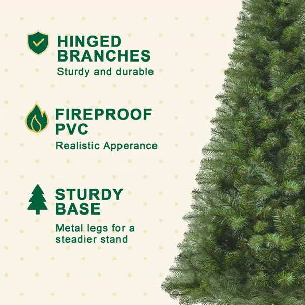7FT Unlit Artificial Christmas Tree With 775 Tips, Full PVC Branches, Classic Green Holiday Tree With Sturdy Metal Stand For Indoor Home Decoration