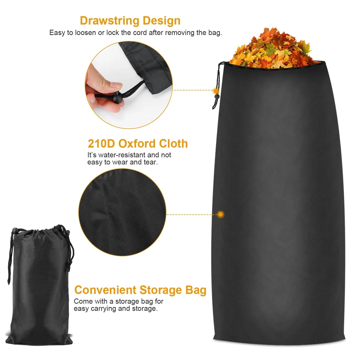 Lawn Tractor Leaf Bag 54 Cubic Feet Standard Garden Waste Bag W 112in Opening For Fast & Easy Leaf Riding Lawn Mower Rubbish Bag Outdoor