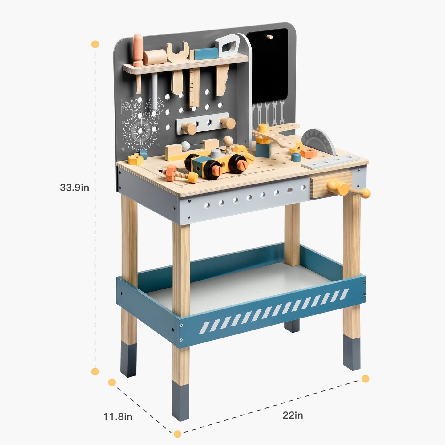 ROBOTIME Wooden Tool Bench For Kids Toy Play Workbench Workshop With Tools Set