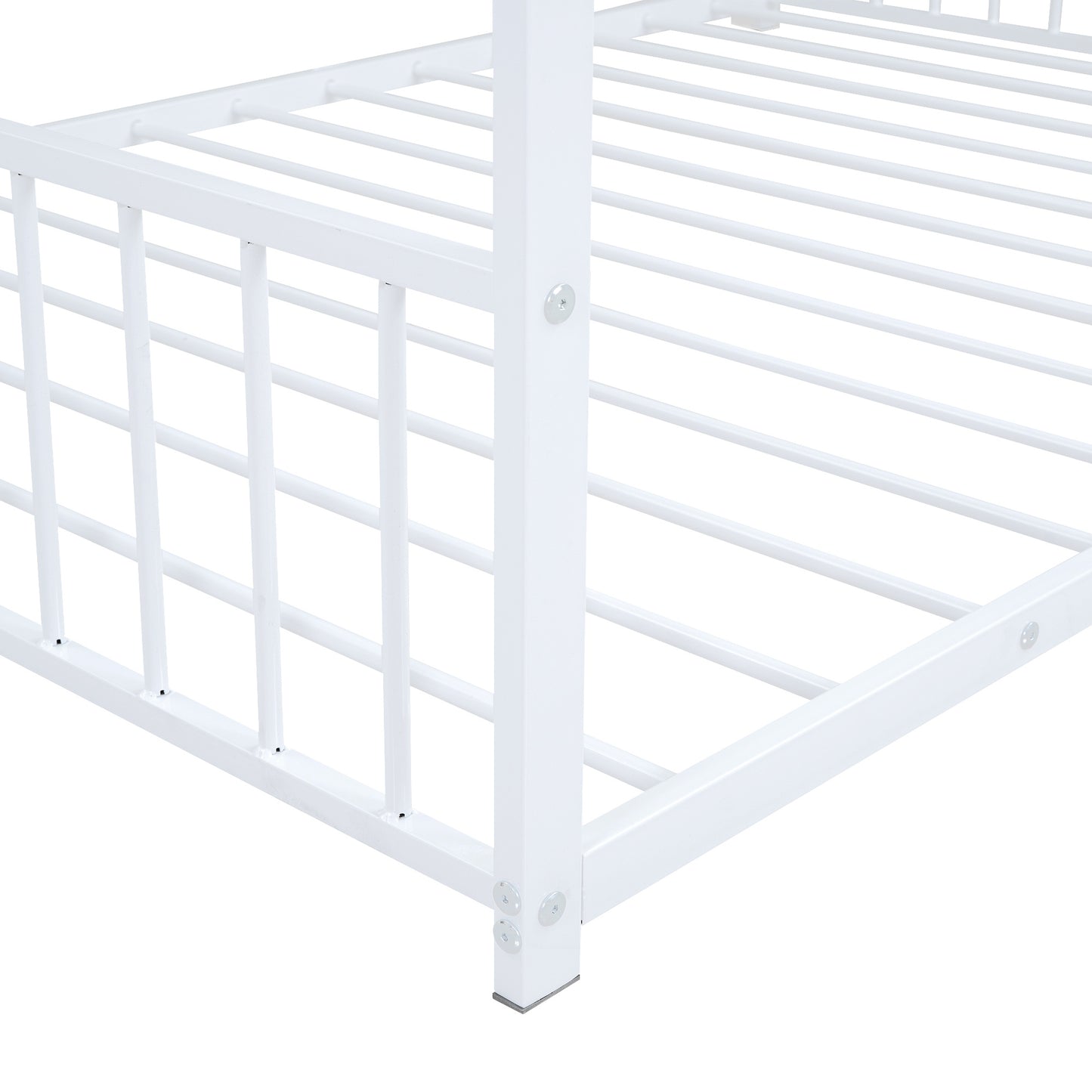 Full Size Metal House Montessori Bed, White