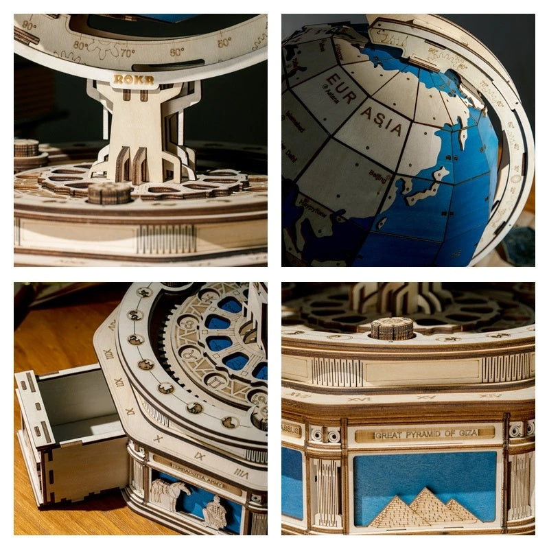 Robotime Globe Earth 567pcs 3D Wooden Puzzle Games Ocean Map Ball Assemble Model Toys Xms Gift for Children Boys