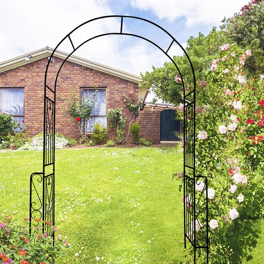 Metal Garden Arch W55'' X H94.5'' Garden Arbor Trellis Climbing Plants Support Rose Arch Outdoor Arch