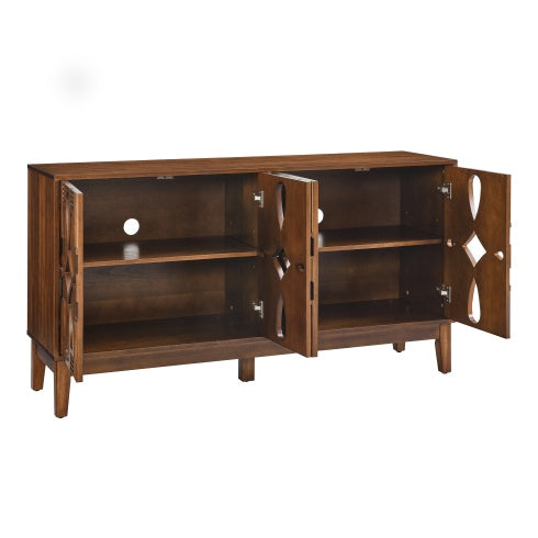 60.5 Mid Century Modern Sideboard Buffet Cabinet With Storage, TV Media Console Table, Storage Cabinet With 4 Doors   Adjustable Shelves For Kitchen Dining Living Room Bedroom Entryway, Walnut